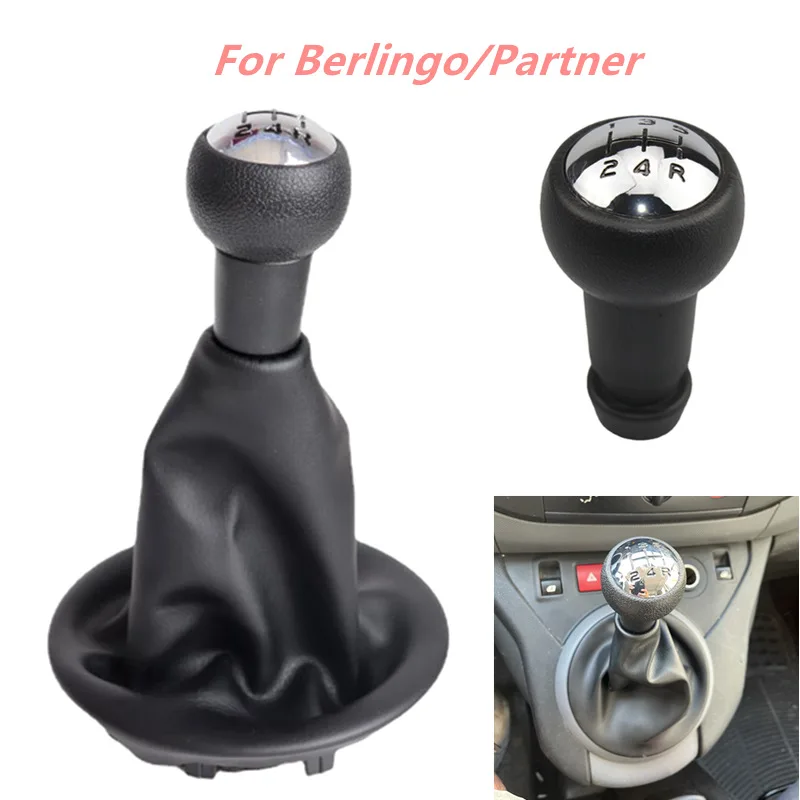 Car Gear Shift Knob Lever Shifter Stick Gaiter Boot Cover PU Leather For Citroen Berlingo III MK3 for Peugeot Partner 2008 -