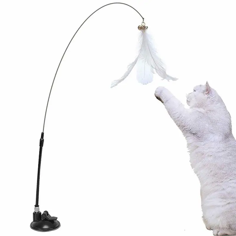 

Cat Wand Toy Powerful Sucker Cat Feather Stick Funny Cat Stick With Feathers And Bells Interactive Cat Toy Wand Kitten Toys For