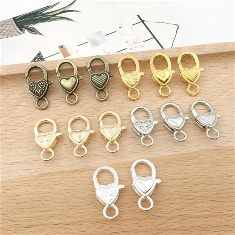 10 teile/los 27x14 MM Karabiner Haken Herz Schlüsselbund Verschlüsse Armband Kette Zubehör für Schmuck Machen Komponenten Großhandel DIY