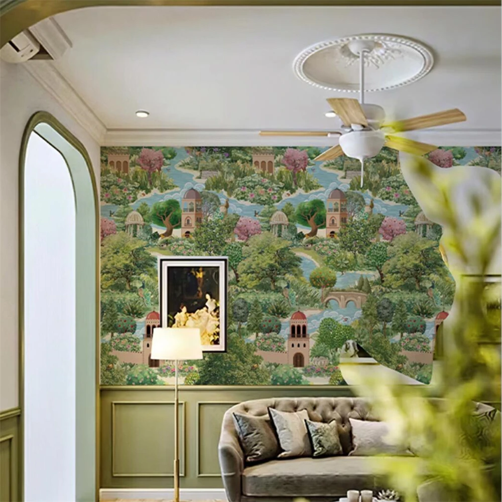 Custom Art Photo Mural Wallpaper for Living Room - American Countryside Garden Design