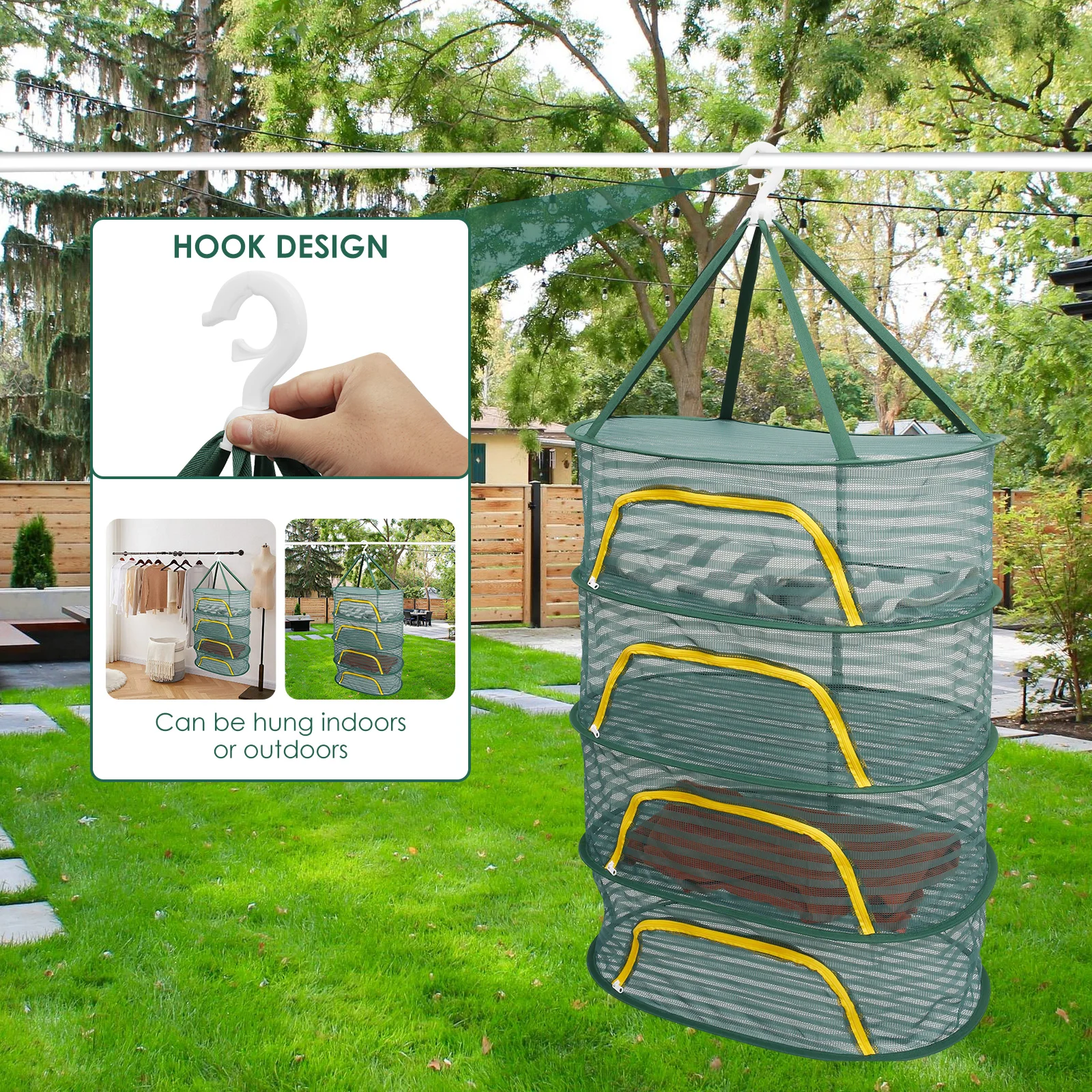 Hanging Mesh Drying Rack Folding Food Drying Net Multifunctional Drying Net for Clothes Toys Herbs Vegetables Fruits Fish Plants 4