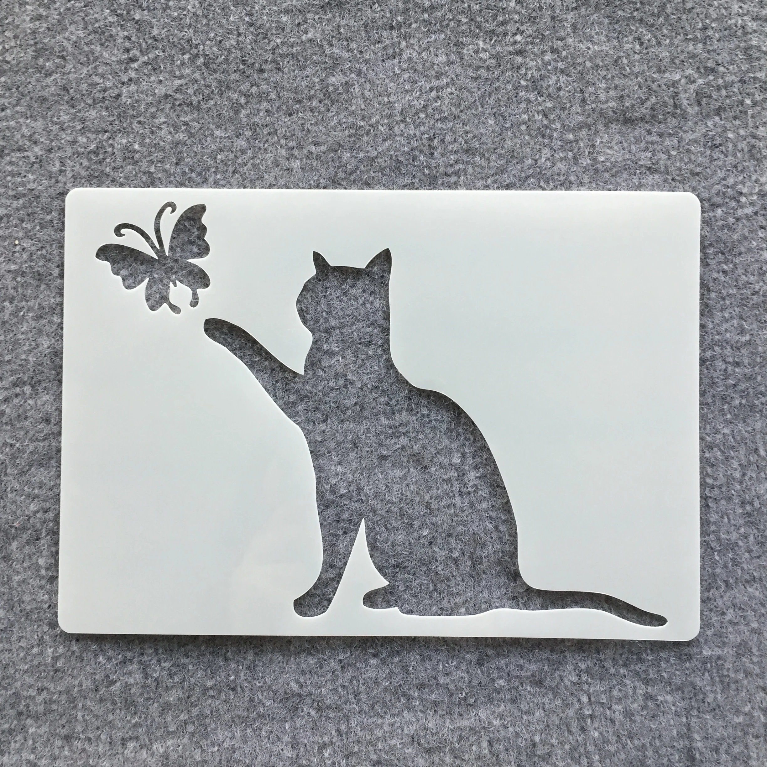 6Pcs/Set  A5 20cm I Love Cat DIY Layering Stencils Wall Painting Scrapbook Coloring Embossing Album Decorative Template