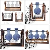 Transparent Glass Vase Wood Frame Iron Art Terrarium Bonsai Table Ornaments Flower Vase Tabletop Hydroponics Plant Flower Pot 6