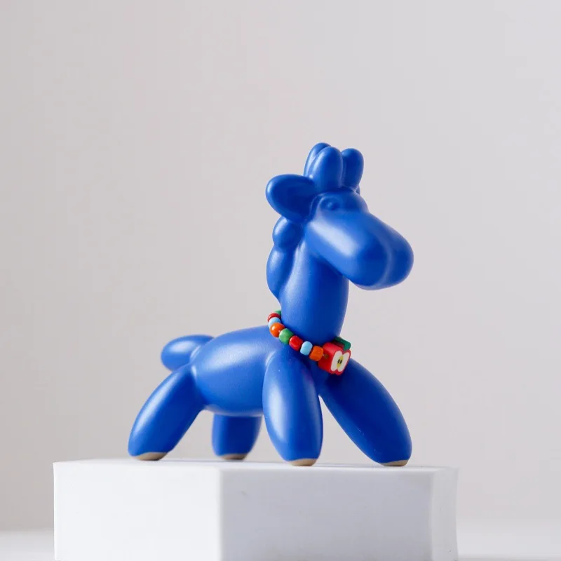 New Ceramic Balloon Horse Statue Cute Pet Tea Companion Ins Style High Aesthetic Lovely Childrens Day Gift Home Desk Ornament