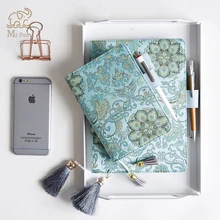 

Retro Fabric Sky Blue Flower Notebook Schedule Journal Diary Cover A5 A6 Planner Tassel Notebook Case Time Management Notebook