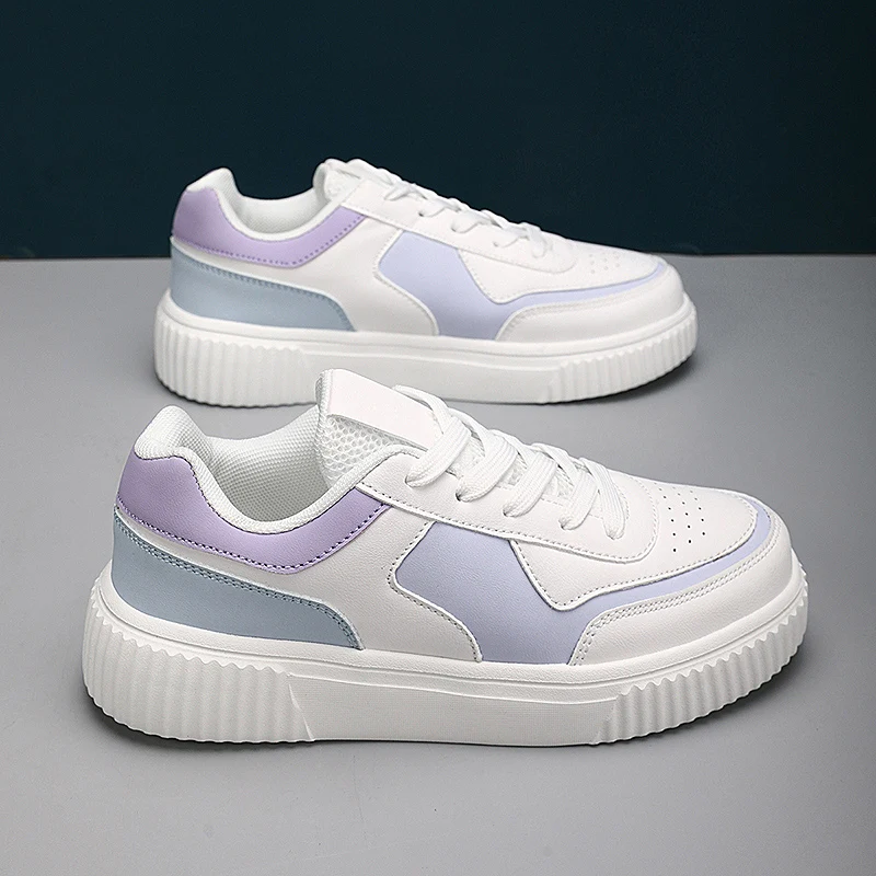 Women's Breathable Anti-Slip Sports Shoes - Spring and Summer Casual Fashion Sports Shoes Solid Color Design Lace-Up Low-Top Walking Shoes for Outdoor Activities, Jogging and Park Exercise