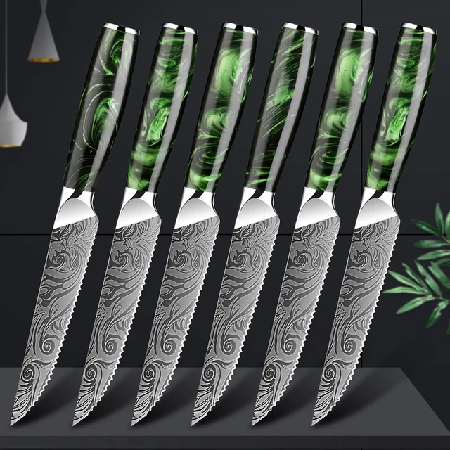 Granitestone Serrated Steak Knives - 6 Piece - Green