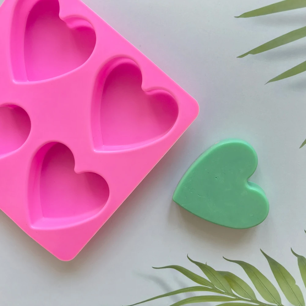 2pcs 4-cavity heart shaped silicone handmade soap mold DIY chocolate cake baking tray ice grid mold