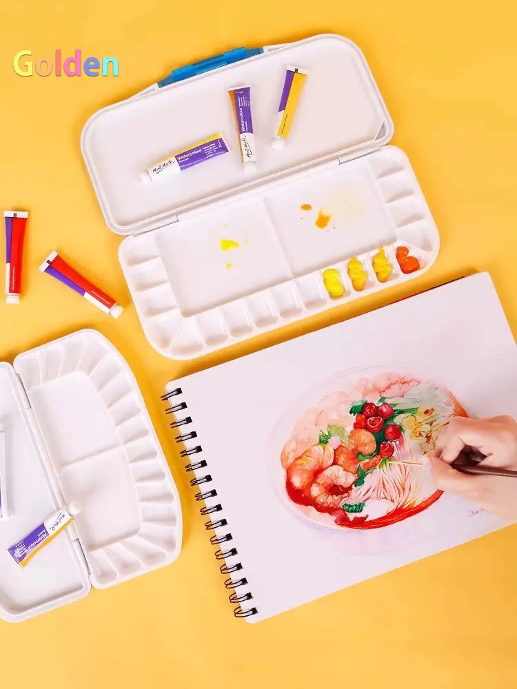 몽마르트르 플라스틱 접이식 수채화 팔레트 - 수채화, 구아슈, 아크릴 물감용 휴대용 혼합 트레이