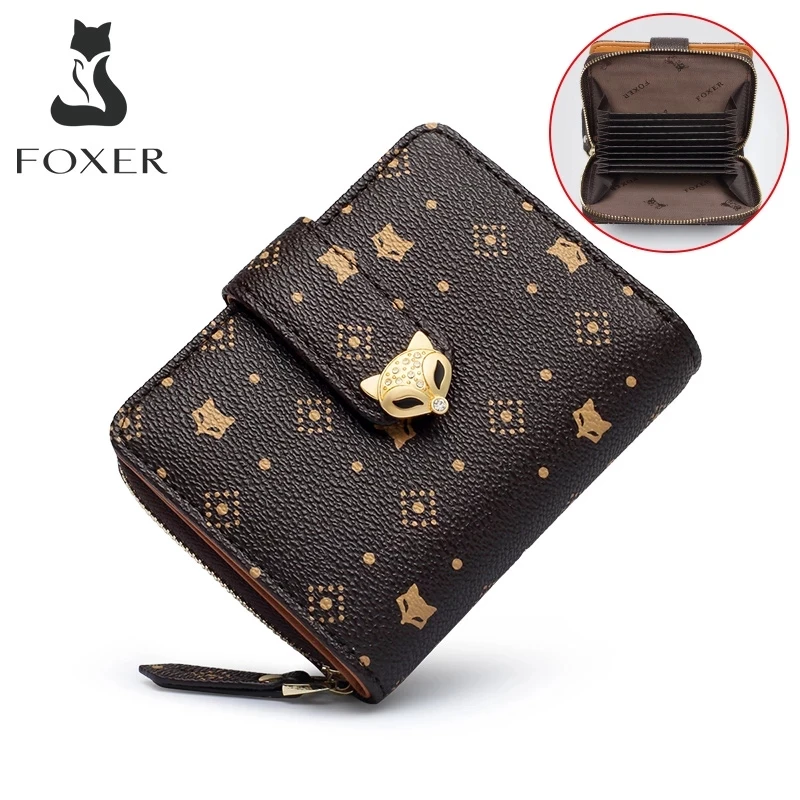 FOXER Women Short Wallet Fashion Card Holder Female Small Coin