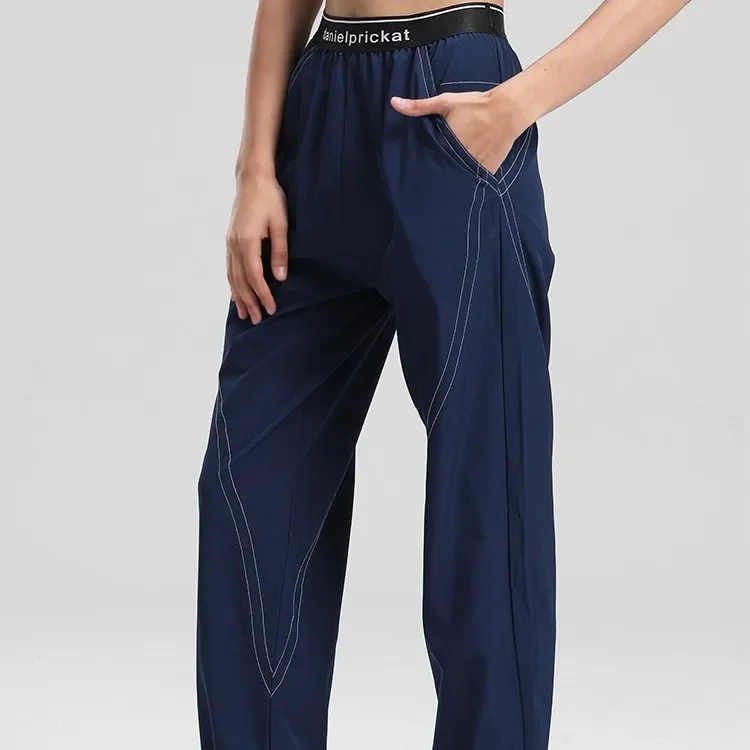 Autumn/Winter High-Waisted Running Tights Casual Fashionable Breathable Training Letter Trousers Sweatpants Loose-Fi