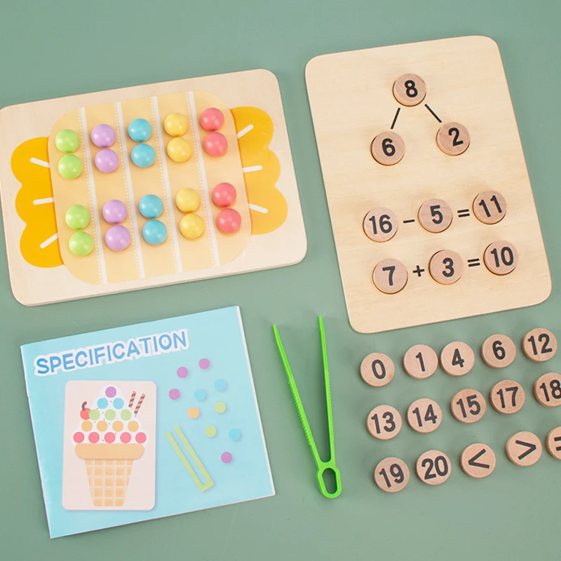 Wooden children's math learning toys, early education arithmetic, color recognition, parent-child interaction 3