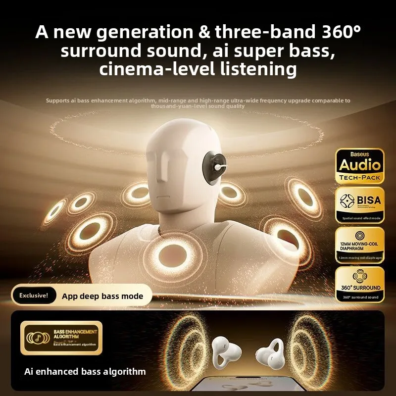 Baseus Open Ear Wireless Sports Earbuds – Super Bass, IP55, 4-Mics