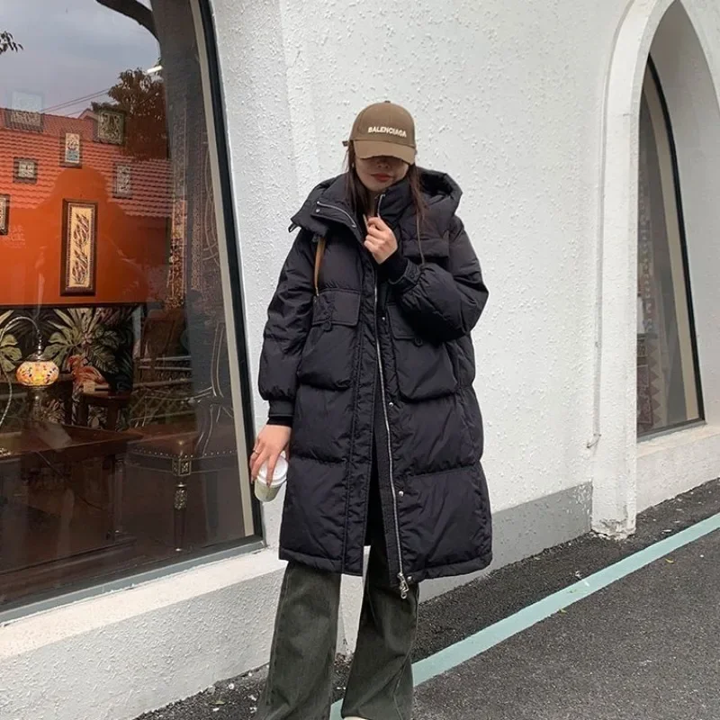 2024 New Women Down Jacket Winter Coat Female Mid Length Version Parkas Loose Thick Warm Outwear Fashion Niche Hooded Overcoat