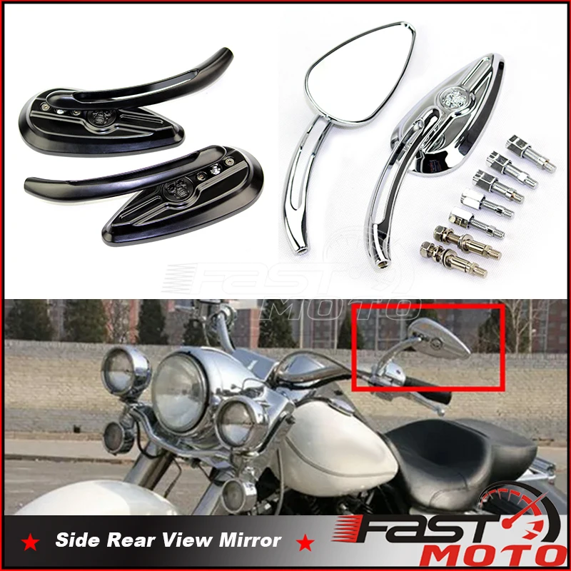 

8MM Rear View Side Mirror For Harley Road King Touring Sportster XL883 1200 Fatboy Dyna Softail Breakout Heritage Skull Rearview