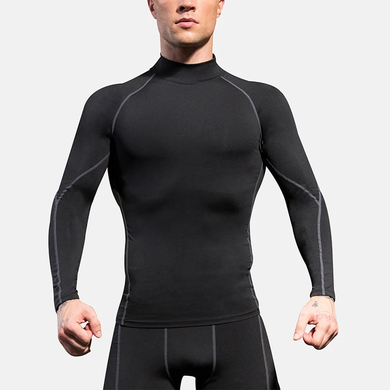 

Men’s Long Sleeve Workout Tops Mock Neck Slim Fit Compression Shirts Outdoor Athletic Tops Fall Spring Clothes Dailywear