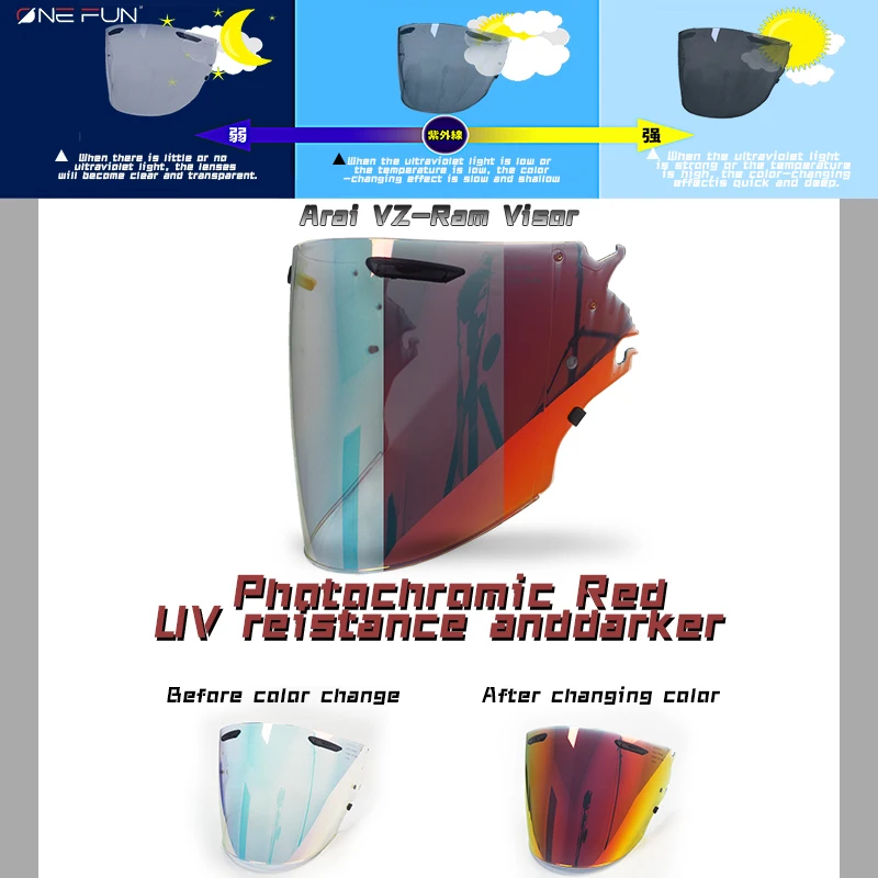 For Arai VZ-RAM RAM-X SZ-R VAS-Z 3/4 Photochromic Helmet Lens Mask Shield 2
