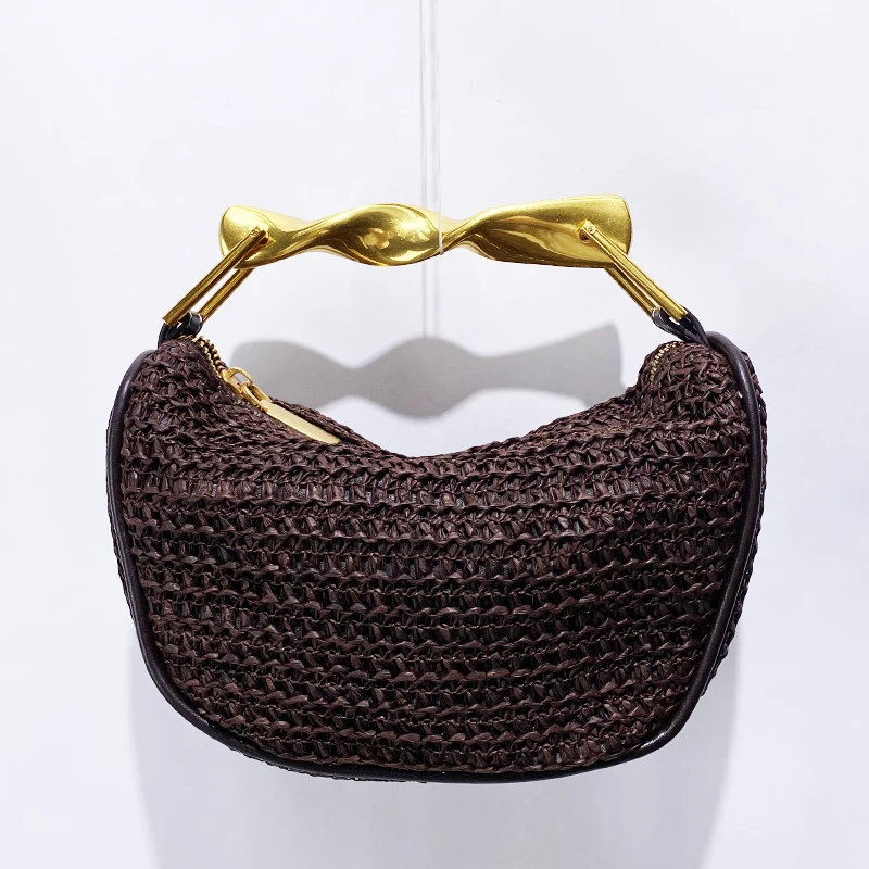 NEW Handmade Braid Straw Bag Summer Beach Shoulder Bag Women Girls Fashion Handbag Rattan Woven Tote Bag for Ladies