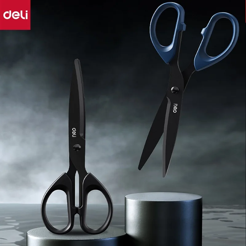 deli needlework scissors for DIY stainless steel waterproof rustproof ergonomic grip portable offices arts and crafts supplies stationery scissors soft handle scissors portable scissors cutter