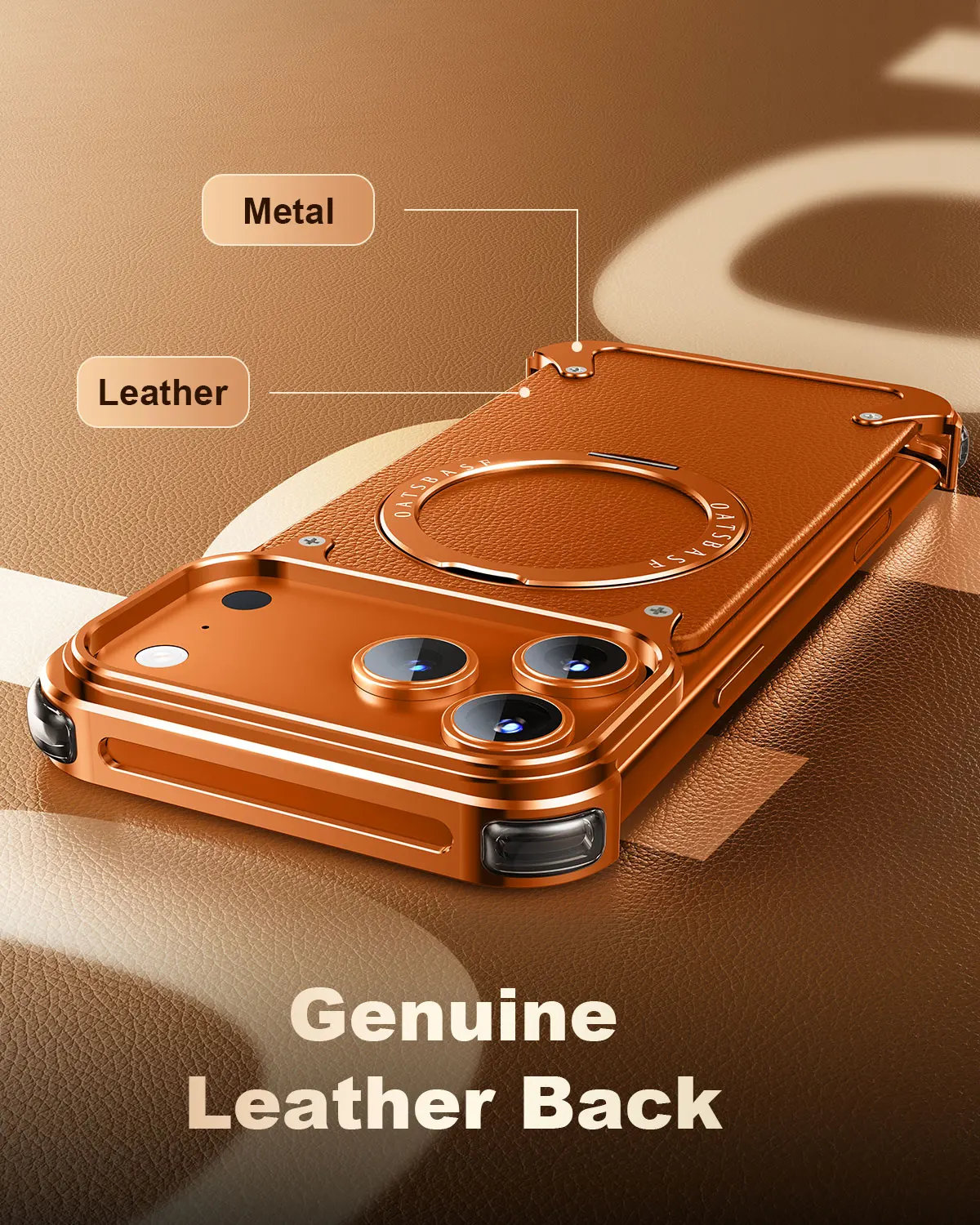 Eary Leather Phone Case for iPhone 17 Pro Max/Air 360°Rotating Magnetic Stand Frameless Thicken Shockproof Drop Protection Cover