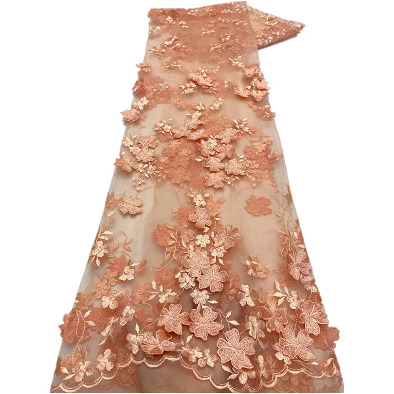 

Familiar 2022 Nigerian Lace Fabrics Fashion Women African Tull Lace 3D Flower Luxury Fabric For Wedding Sewing Material XZ942009
