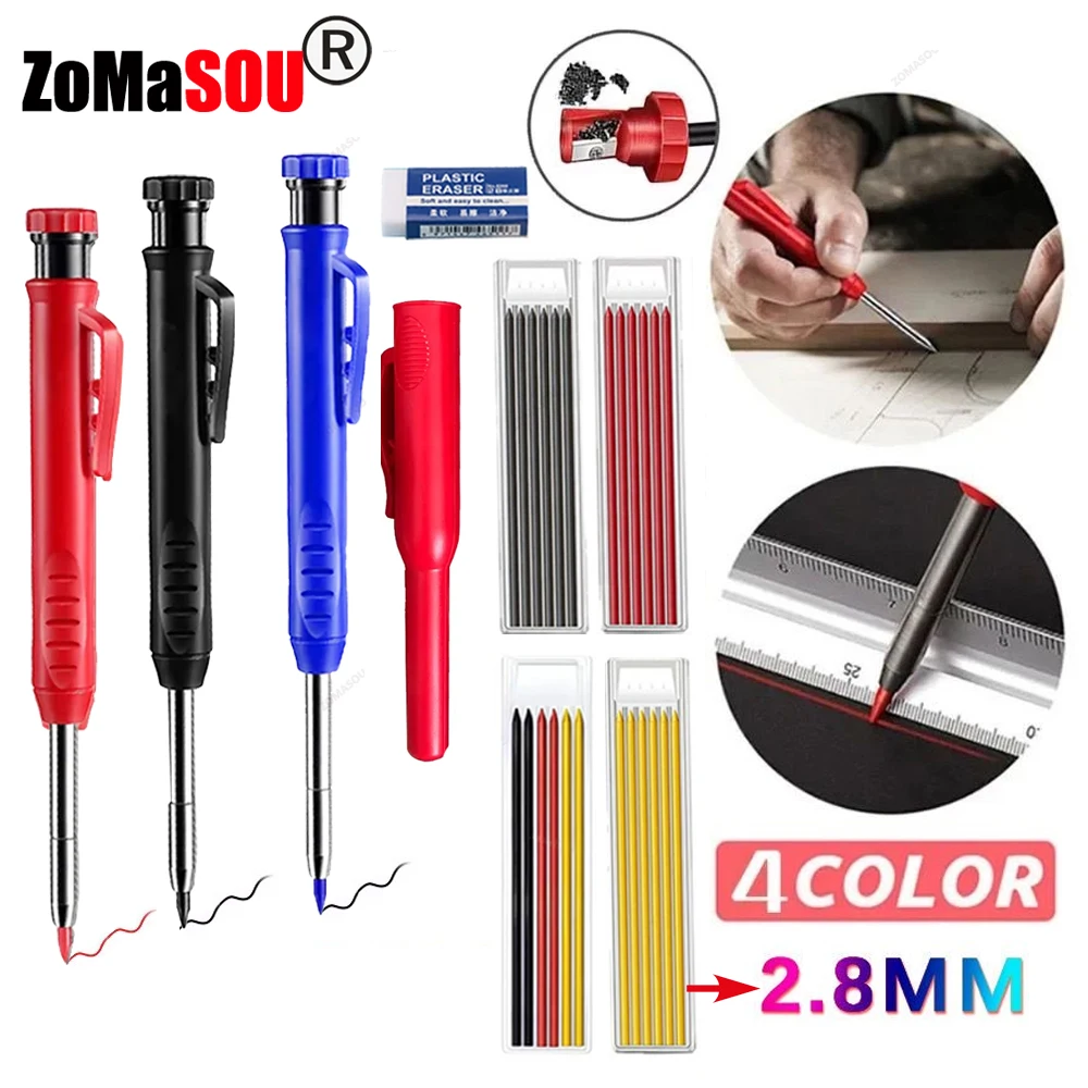 Premium Carpenter's Mechanical Pencil with Deep Hole Marker and Sharpener