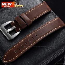 Elegant Vintage Leather Smartwatch Wristband Accessory - Unisex Sport Bracelet - 22mm (Deep Brown Silver)