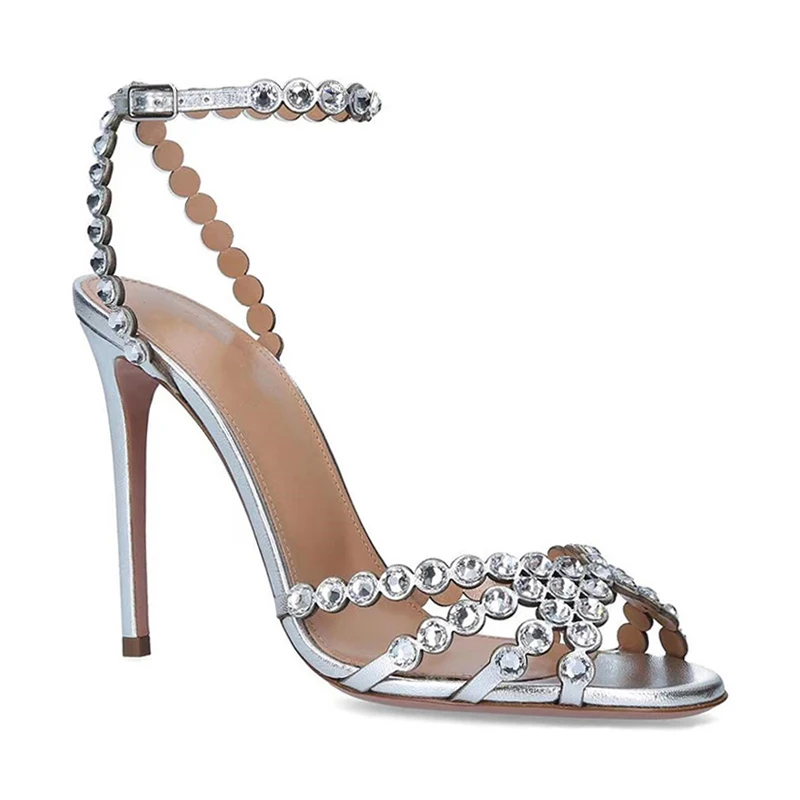 

Summer Stiletto Fetish High Heel Sexy Women Luxury Sandal Crystal Ankle Strap Fashion Bridals Evening Party Lady Shoes 29-CHC-26