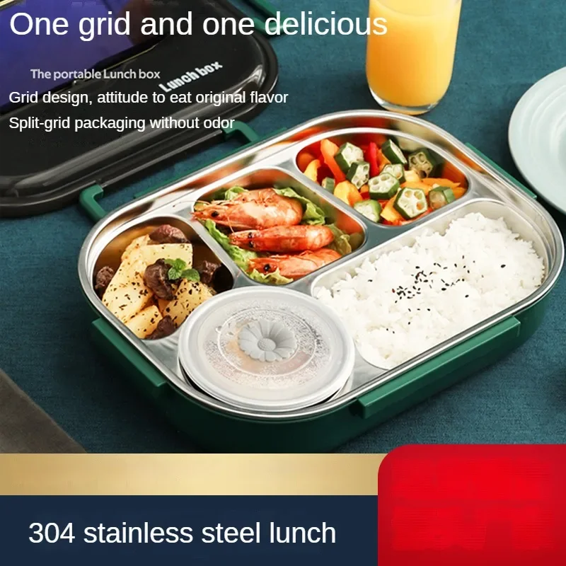 

304 Stainless Steel Lunch Box, Microwave Oven, Insulated Dinner Plate, Portable Japanese Bento Box, Office Workers, Student