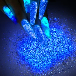 Glow - in - the - Dark Blue/Green Luminous Nail Powder - 10g Phosphorescent Glitter (Dark blue 10g)
