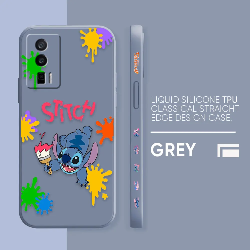 thumbnail image 1 of Funda para Redmi K60E K60 K50 K40S K40 K30 9A 9 8A 8 10 Pro 4G 5G Color Simple funda de silicona líquida lindo Lilo & Stitch, 1 of 5