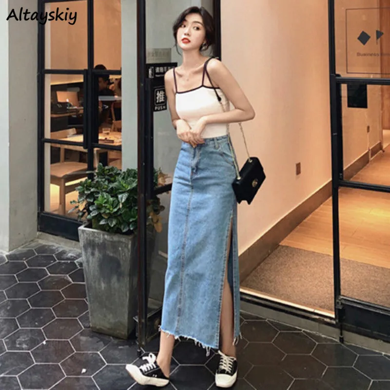 High Waist Denim Skirt Wrap 
