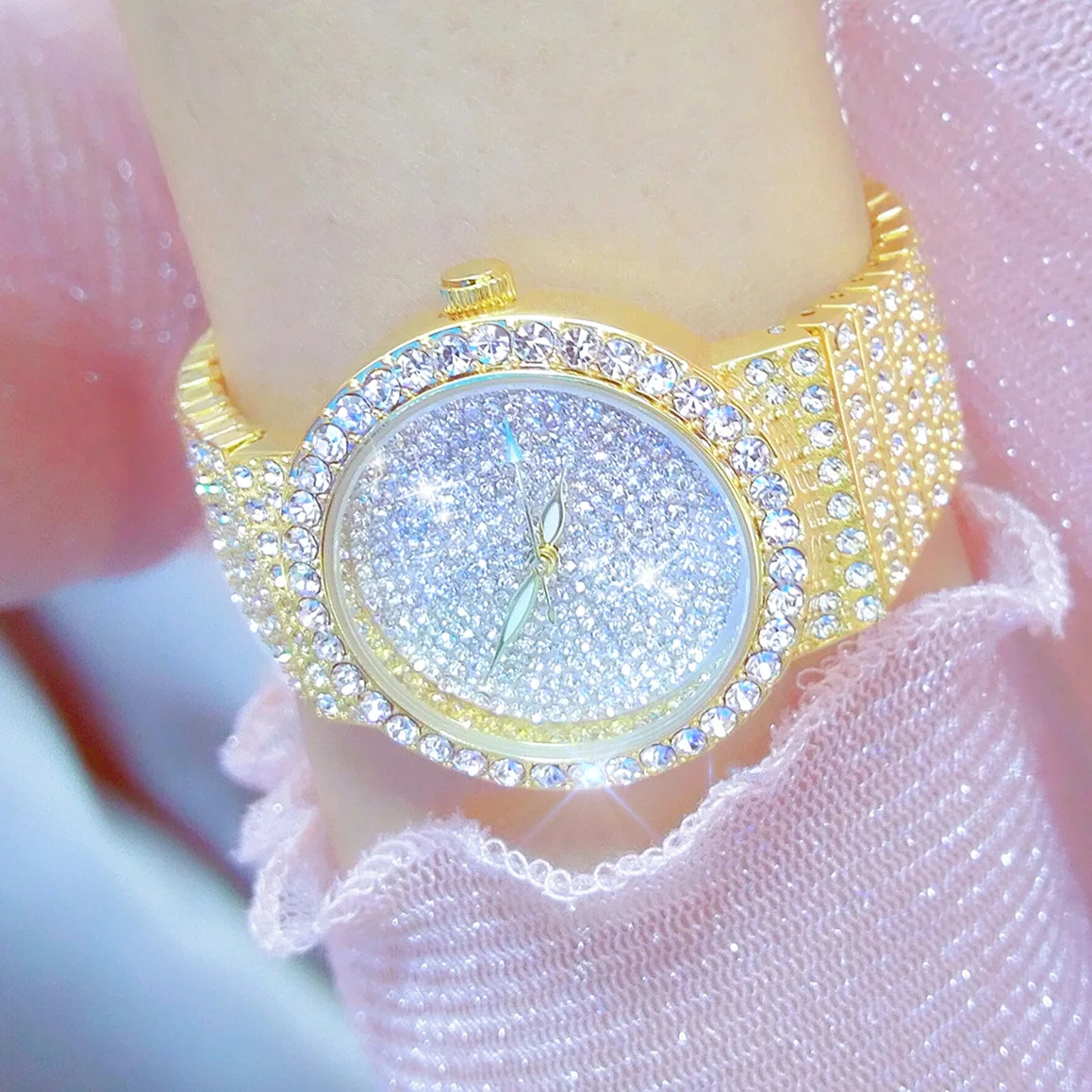LuxuryBrandRhinestoneDiamondWomenWatchesLadiesGoldWatchWomens