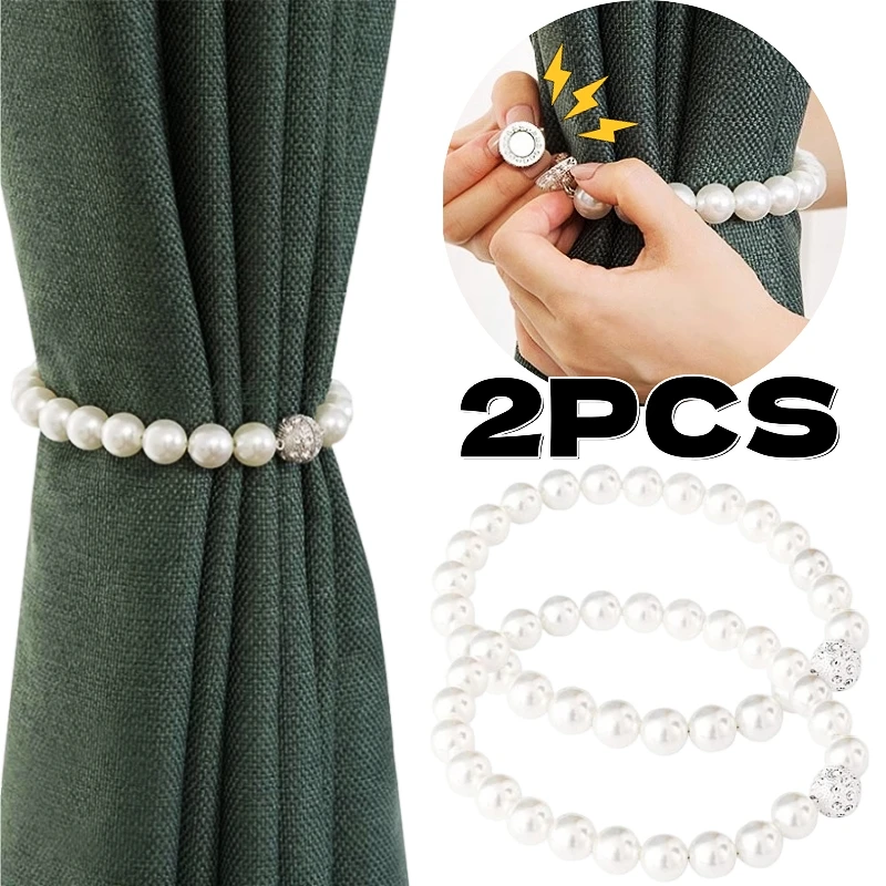 VVW&LIU Embrasses De Rideau En Boule De Perles Magnétiques Embrasses De Retenue Clips De Boucle Embrasse De Rideau En Accessoire, Gris Clair, 1 Pièces