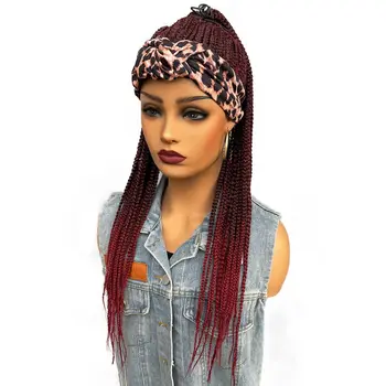 BCHR Headband Wigs for Black Women Synthetic Braided Wigs Twist Crochet Hair Cornrow Braid Wig Long Straight Headband Wig
