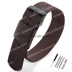 Black and Green Nylon Braided Men's Army Sports Watch Strap - Breathable and Wear - Resistant - 22mm (Brown - black)