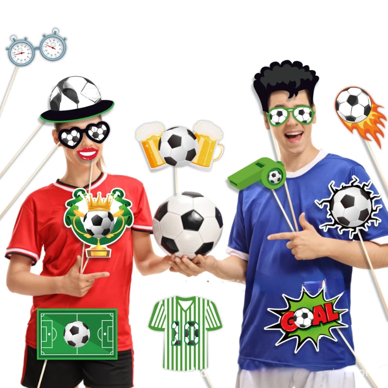 25pcs Soccer Sports Photobooth Props Soccer Shooting Party Theme Birthday Photo Props Supplies Boys