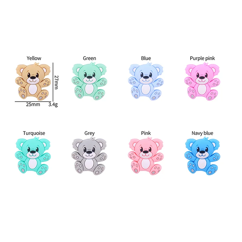 

10Pcs Animal Silicone Beads Koala Focus Bead Baby Molar DIY Pacifier Chain Jewelry For Jewelry Making Pacifier Chain Accessories