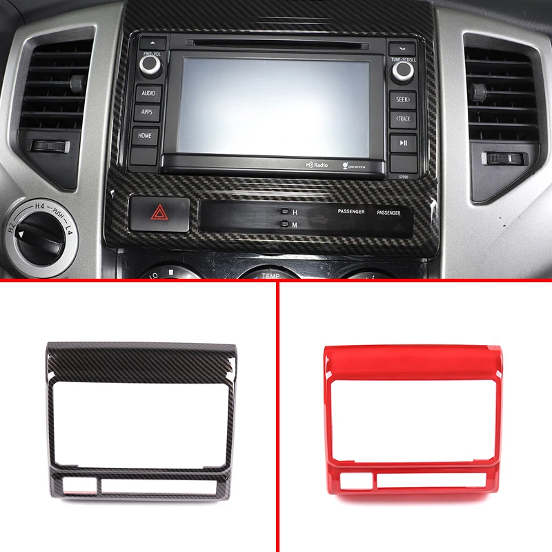 

ABS углеродное волокно/Красный Автомобильный Центральный контроллер навигационная рамка декоративная наклейка автомобиль для Toyota Tacoma 2011-2015 аксессуары для интерьера