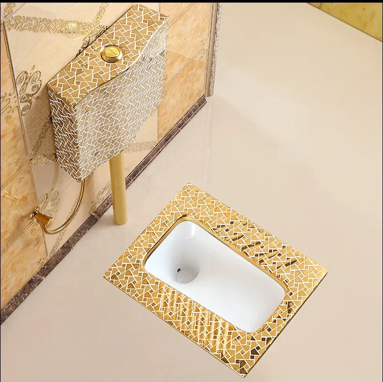Description Picture 6 of itemY Toilet golden toilet flush water tank set with deodorant and rear drainage squatting pan