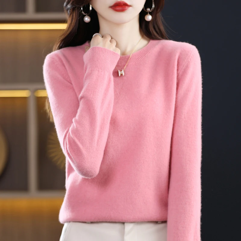 

Cashmere Sweater Woman's Pullover Long Sleeve Round Neck Basic Style Female Sweater 100% Wool Knit Tops Jumper Bottoming Clothes