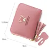 2022 Short Women Wallets Mini Cute Coin Pocket Card Holder Name Engraved Female Purse New Fashion Kpop Small Wallet For Girls 3