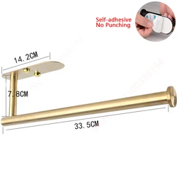 Stainless Steel Adhesive Wall-Mount Towel & Napkin Holder (Extended gold)