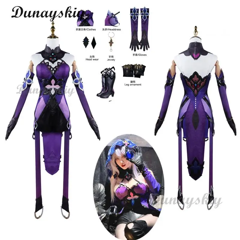 

Honkai: Star Rail Black Swan Game Suit Sexy Uniform Cosplay Costume Halloween Carnival Party Role Play Outfit Women