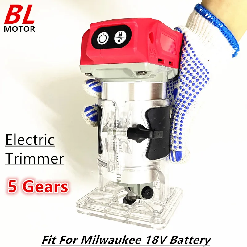 Fit For Milwaukee 18V Battery Cordless Trimmer Brushless Trimming Machine Wood Router Milling Engraving Woodworking Power Tools