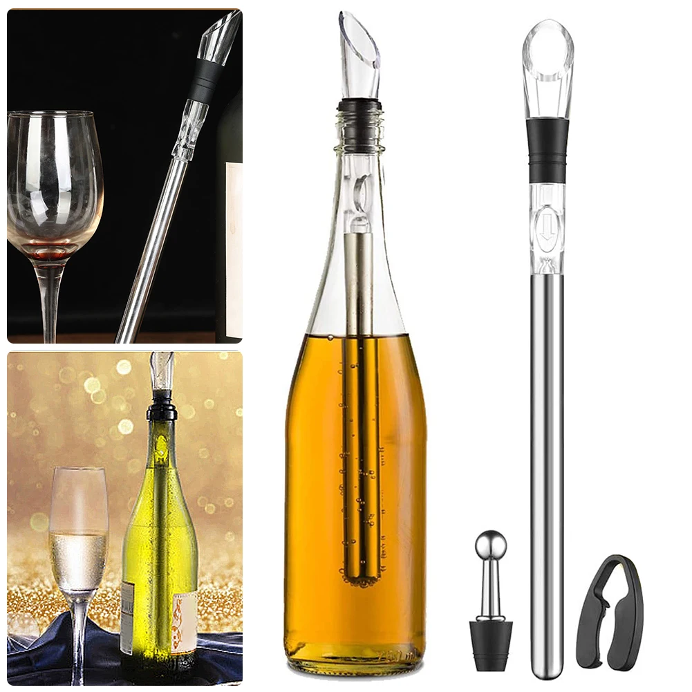 Ice Wine Chiller Stick Wine Cooler Set Bottle Cooler Stick Rapid Iceless Chilling Rod Stoppers Party Tool