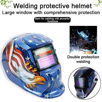 Casco per saldatura 1 pezzo con funzione di regolazione automatica solare e ignifuga, lente protettiva in vetro, maschera protettiva per saldatura