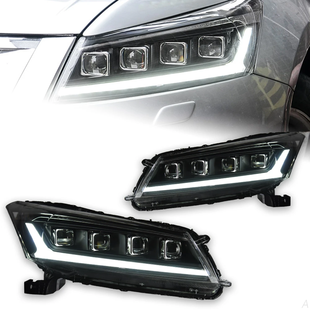 

AKD Car Styling Head Lamp for Accord LED Headlight 2008-2012 Dynamic Signal LED DRL Hid Head Lamp Angel Eye 4 lens Accessories