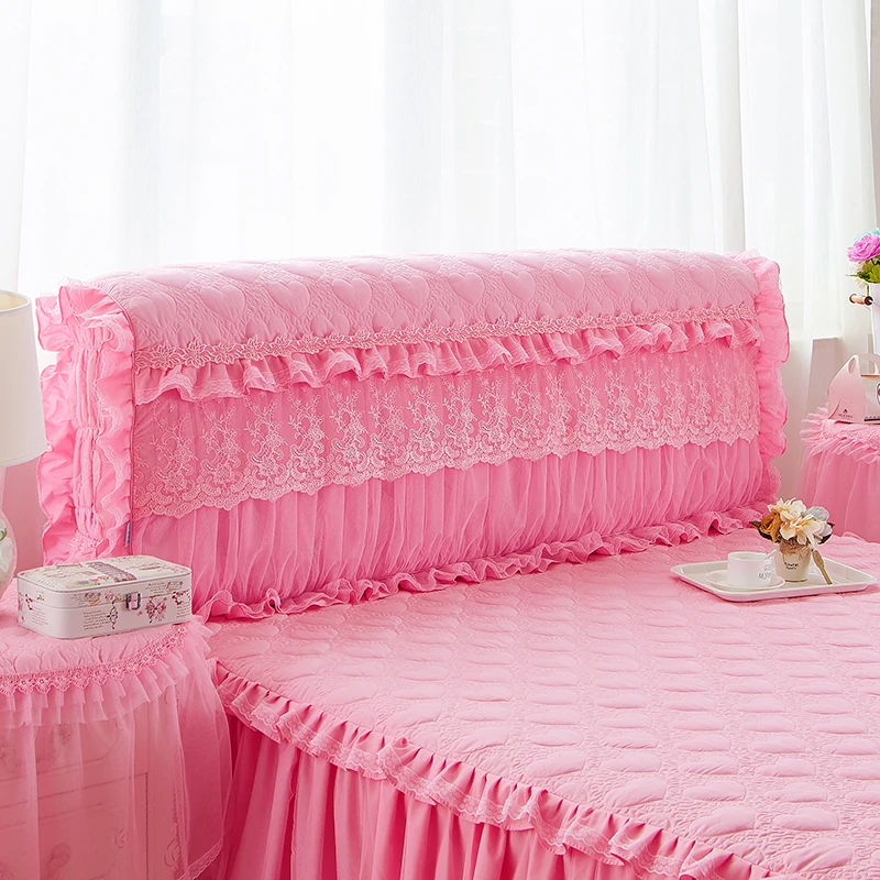 핑크 레이스 헤드보드 슬립 커버 침대 커버, 공주 러플, 퀸, 더블 장식 단색, 올인클루시브 보호대 Best5 핑크 레이스 헤드보드 슬립 커버 침대 커버, 공주 러플, 퀸, 더블 장식 단색, 올인클루시브 보호대 Best5