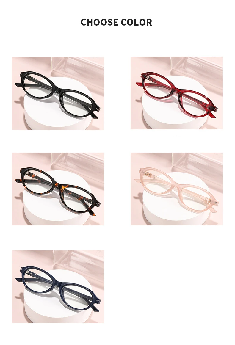 Myopie-Brille, elliptischer Rahmen, lichtempfindlicher Farbwechsel, kleiner Rahmen ohne Make-up, Anti-Blaulicht-Modebrille 6085 – Detail 7